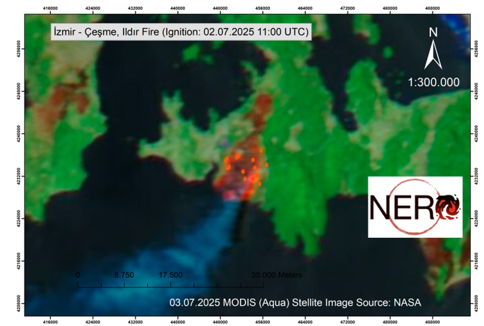 NERO Fire Brief: İzmir, Çeşme Wildfire – Türkiye, July 2025