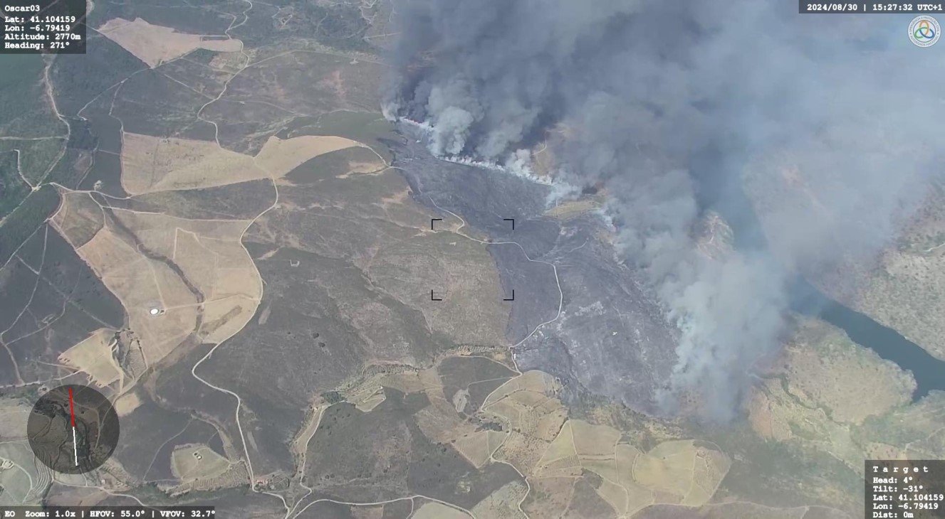 Aerial view of the Freixo de Espada à Cinta fire. Courtesy of ANEPC.
